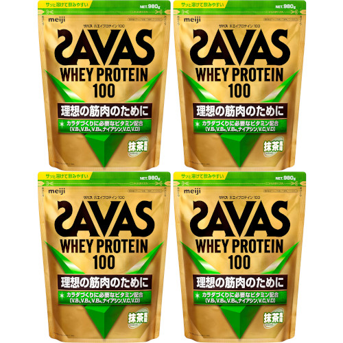 【4個セット】ザバス ホエイプロテイン100 抹茶風味 980g(4902777303505-4)|ベストHBI