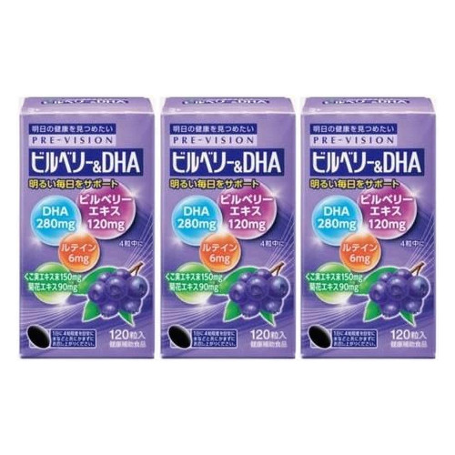 【3個セット】プレビジョン ビルベリー&DHA 120粒【宅急便コンパクト】(4968250858115-3)