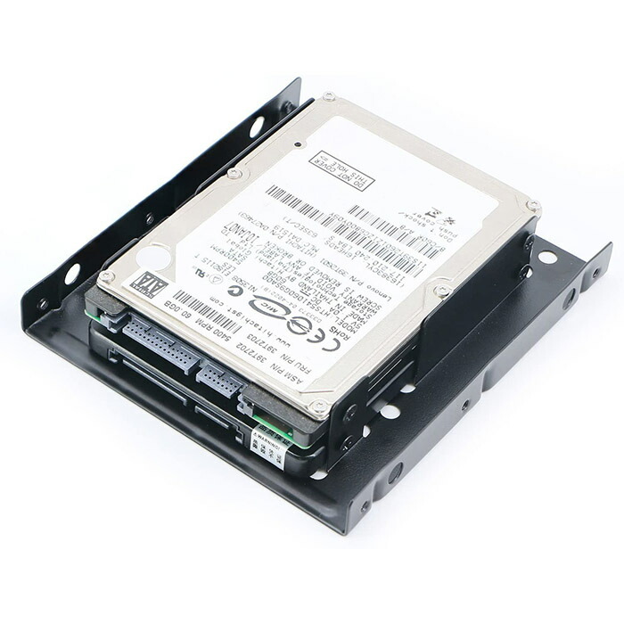 本日の目玉 新品 2.5→ 3.5インチHDD SSD用変換ブラケット デュアルタイプ 変換マウンタ サイズ変換ブラケット 2.5インチHDD SSDドライブベイ  PC用 マウントキット 2台取付け可能 金属製 スチール製 ネジセット付き ブラック casapadremier.com