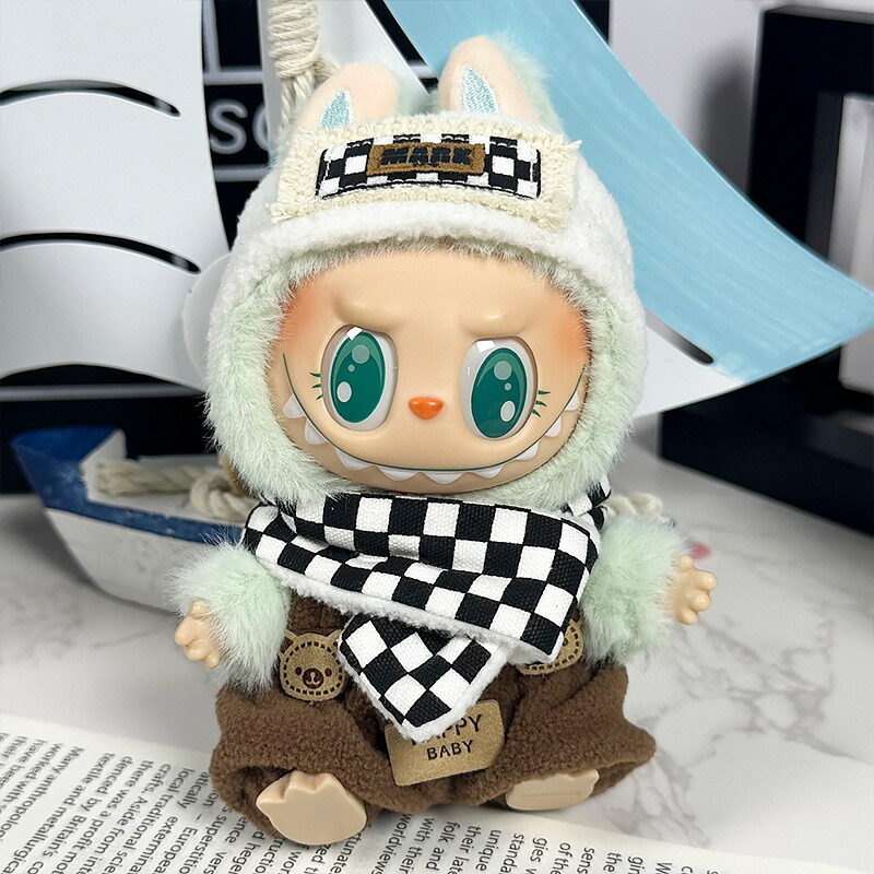 【4個セット】LABUBU ラブブ 着ぐるみ服 ぬい服 着せ替え服 アクセサリー LABUBU ラブブ 3点セット ぬいぐるみ用服 洋服 ぬい服