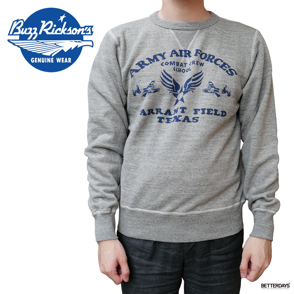 スウェット トレーナー 長袖 メンズ バズリクソンズ SET IN CREW NECK SWEAT SHIRTS BUZZ RICKSON'S 到着後1か月以内にレビューを書いて500円OFFクーポン配布中