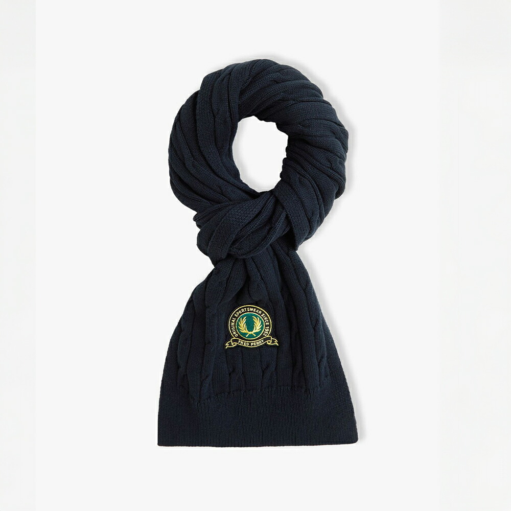 【1200円OFFクーポン配布中7月お買い物マラソン】マフラー ユニセックス フレッドペリー TENNIS BADGE CABLE SCARF 【国内正規品】 FRED PERRY C1130|BETTER DAYS/ベターデイズ