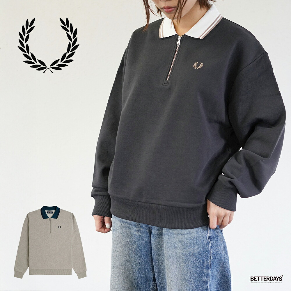 【1200円OFFクーポン配布中7月お買い物マラソン】ハーフジップ スウェットポロ スウェット レディース フレッドペリー トレーナー ZIP NECK COLLAR SWEATSHIRT【国内正規品】 FRED PERRY G1149｜BETTER DAYS／ベターデイズ
