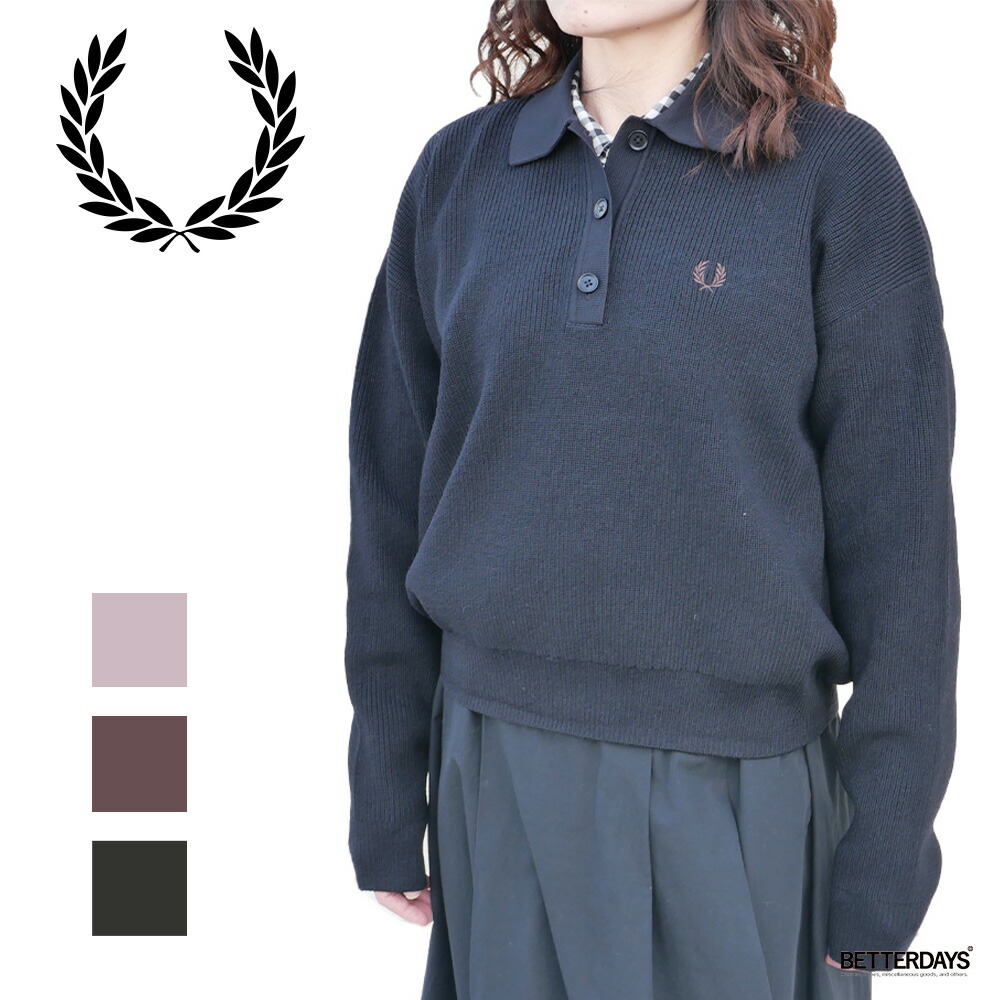 ニットポロ フレッドペリー レディース トップス ポロシャツ 長袖 KNITTED SHIRT K8136【国内正規品】FRED PERRY