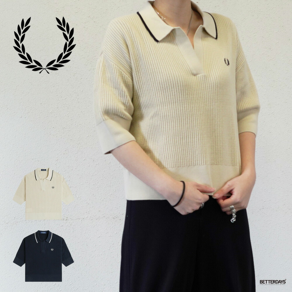 FRED PERRY ニット セーター Open-Collar Mesh Knit Polo Shirt