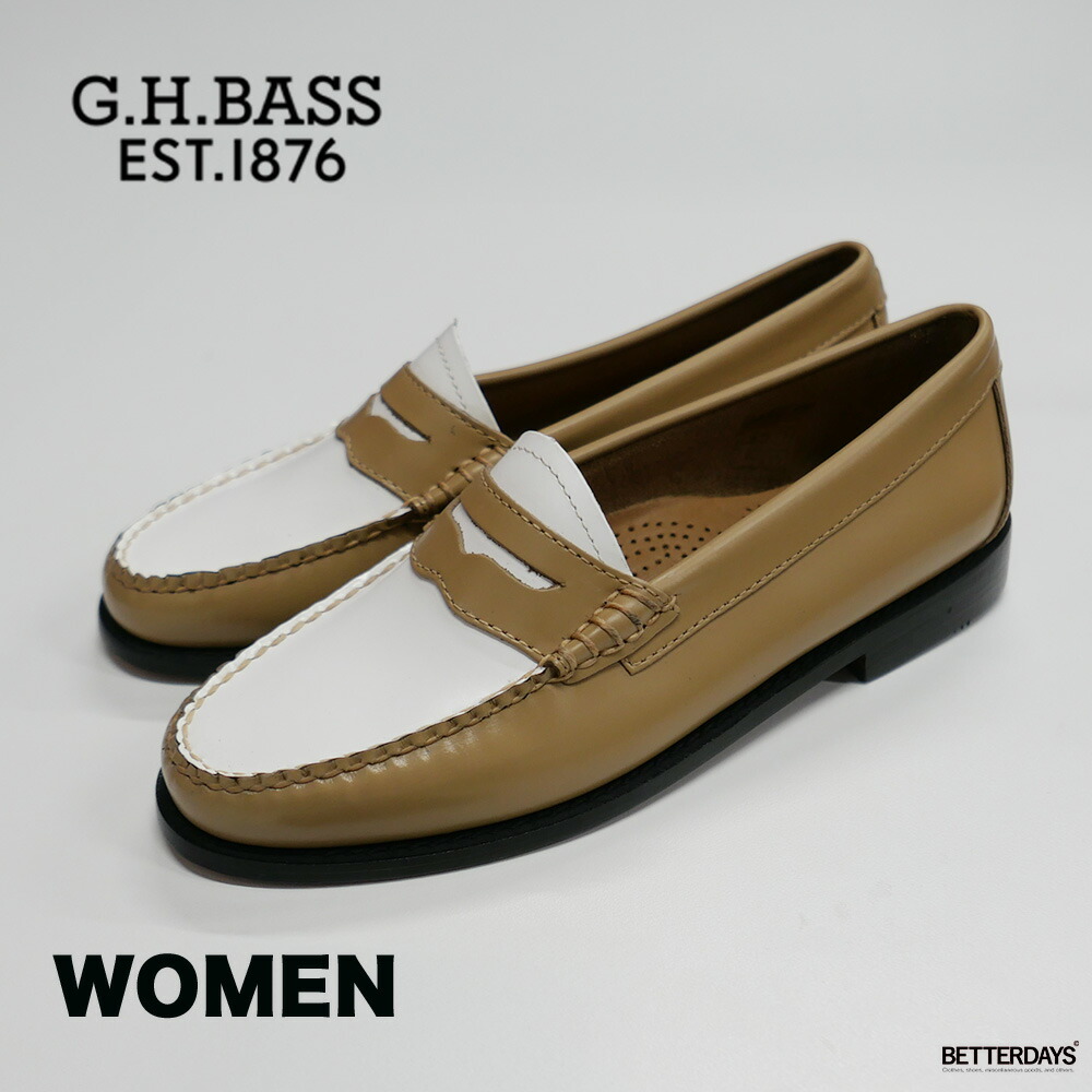 【1000円OFFクーポン配布中4月お買い物マラソン】ローファー レディース コインローファー BA41011A BEIGE W WHITE LEATHER SOLE ジーエイチバス G.H.BASS 【国内正規品】 25,575円
