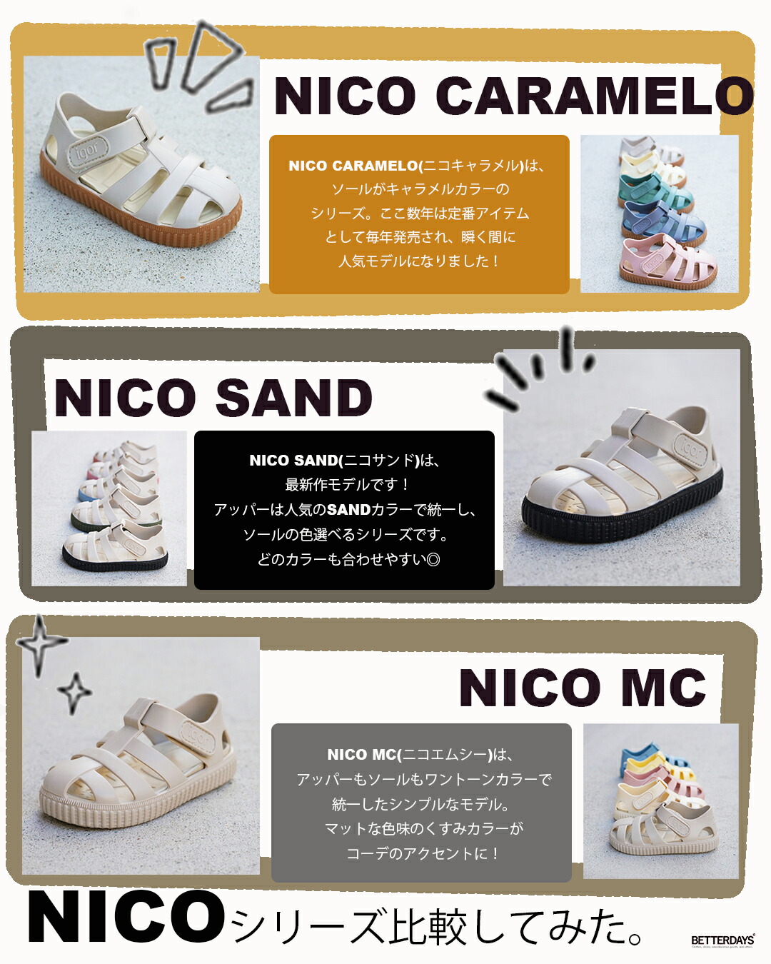 イゴール サンダル キッズ ニコエムシー ベルクロ 水陸両用 igor NICO MC 11cm-21cm 【国内正規品】S10292 到着後1か月以内にレビューを書いて次回500円OFFクーポン配布中