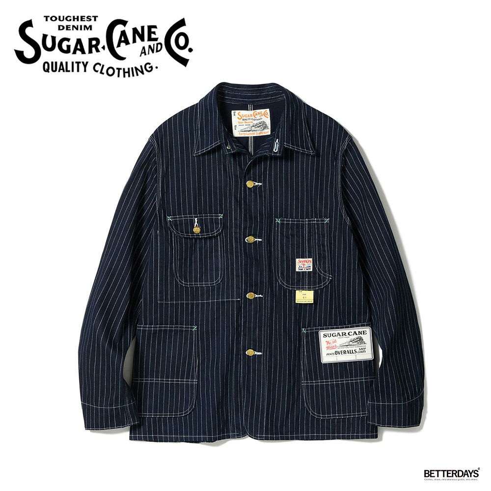 ワークコート メンズ デニム カバーオール ストライプ シュガーケーン SUGAR CANE Lot No. SC15658 / 9oz. WABASH STRIPE WORK COAT