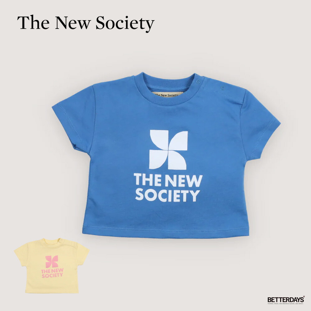 Tシャツ ベビー キッズ ザニューソサイエティ 半袖 Tns Logo Baby T-Shirt Iris Whisper Soft Lemon【国内正規品】 The New Society