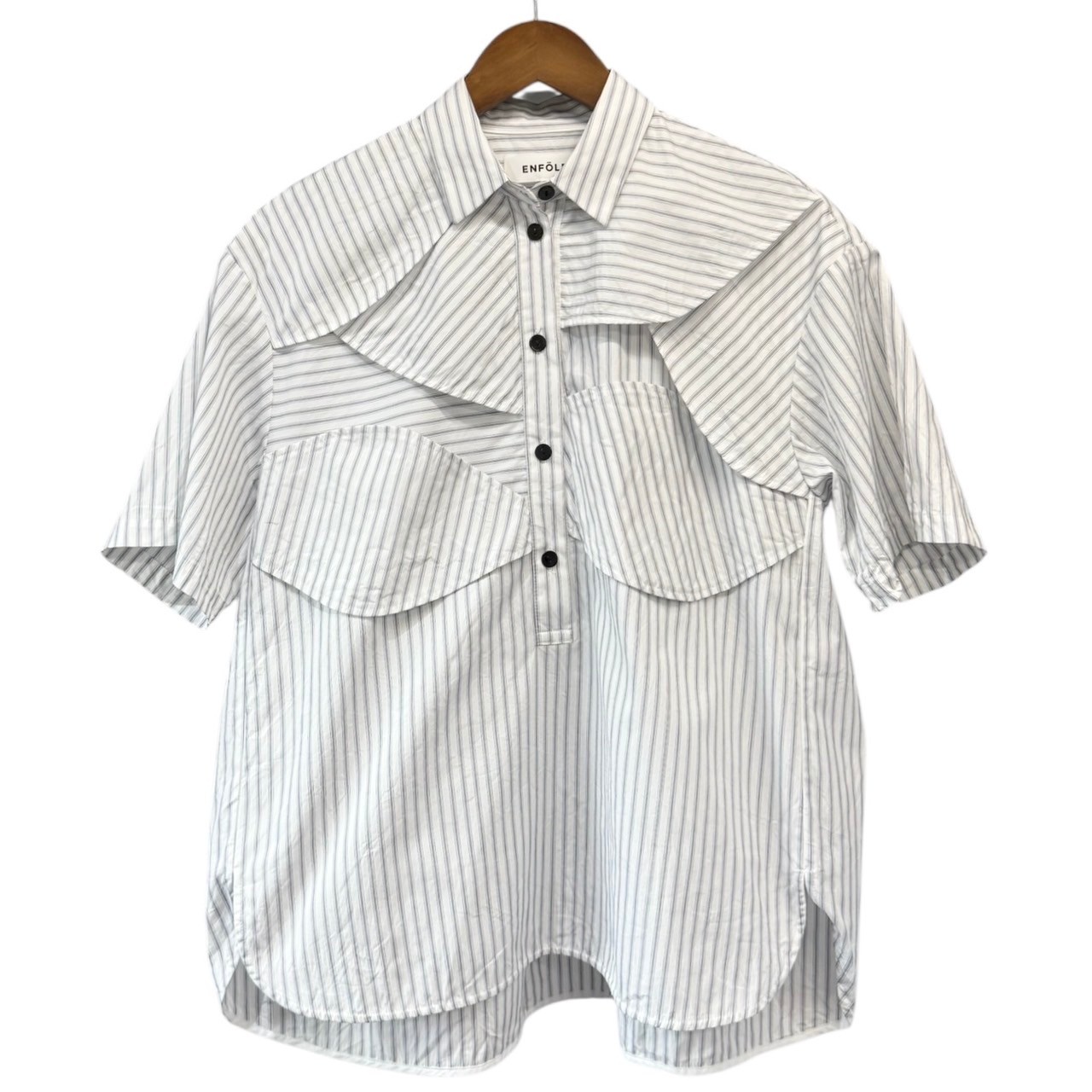 ENFOLD エンフォルド 23AW FRONT-WING SHIRT ストライプ半袖シャツ 300GA530-0360 38 ホワイト 14713 楽天市場】ENFOLD エンフォルド 23AW FRONT-WING SHIRT ストライプ半袖