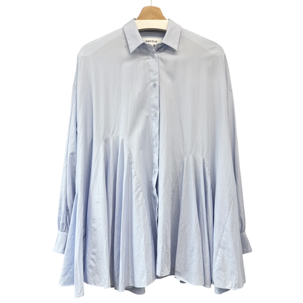 ENFOLD◆長袖ブラウス/38/コットン/WHT/300ES230-3130 ENFOLD(エンフォルド) / 長袖ブラウス/38/コットン/NVY/無地
