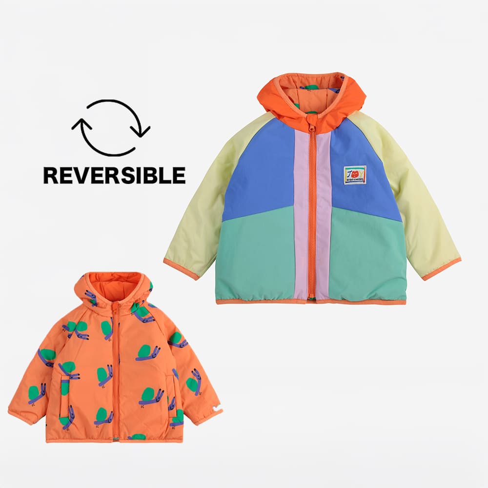 アノラックパーカー ボボ・ショーズ リバーシブル ベビー キッズ 総柄 マルチカラー COLOR BLOCK REVERSIBLE LIGHT ANORAK【国内正規品】 Bobo Choses B125AB094