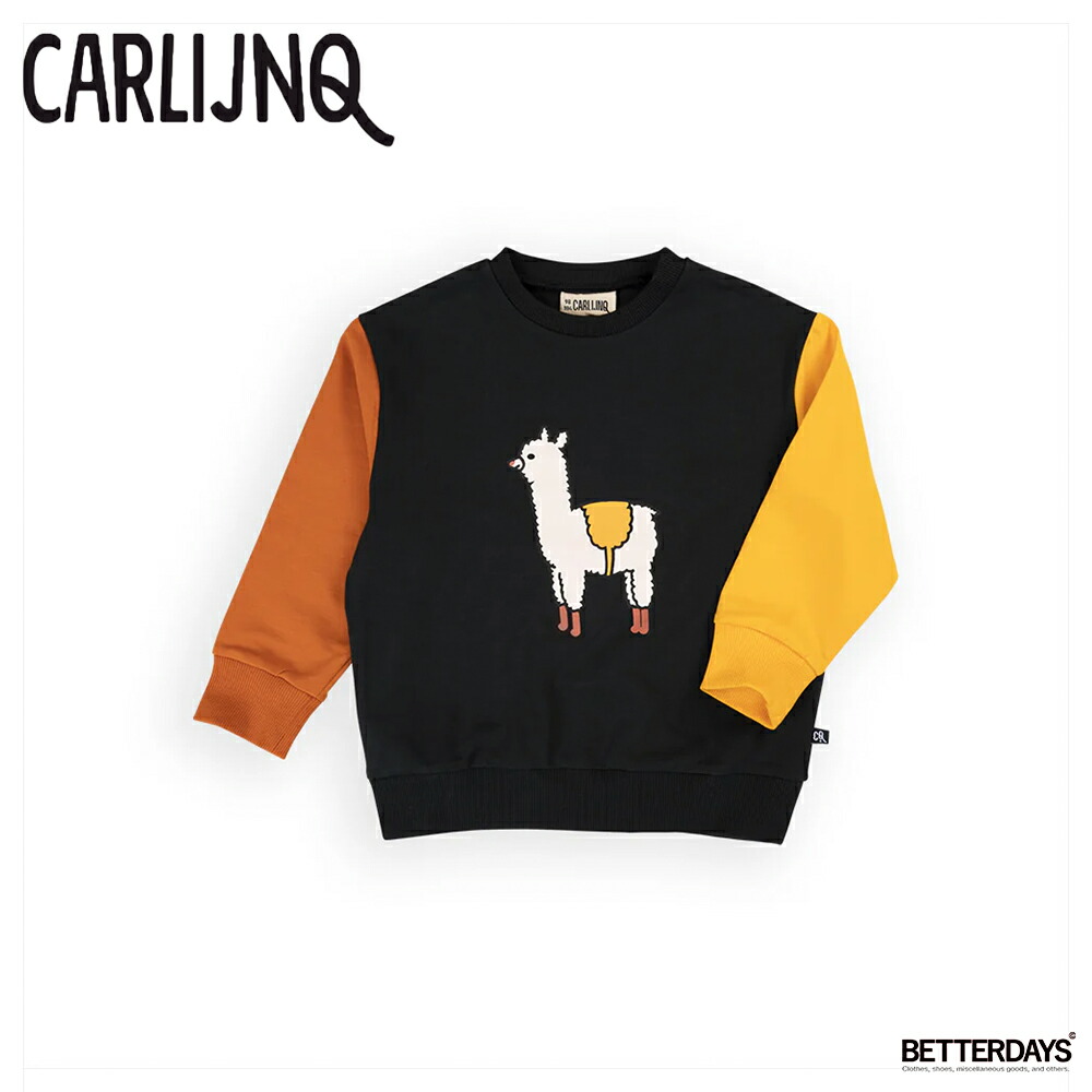 トレーナー ベビー キッズ CarlijnQ Basic sweater with print 総柄 アルパカ オーガニックコットン 裏起毛 長袖 カーラインク【国内正規品】 BSC202
