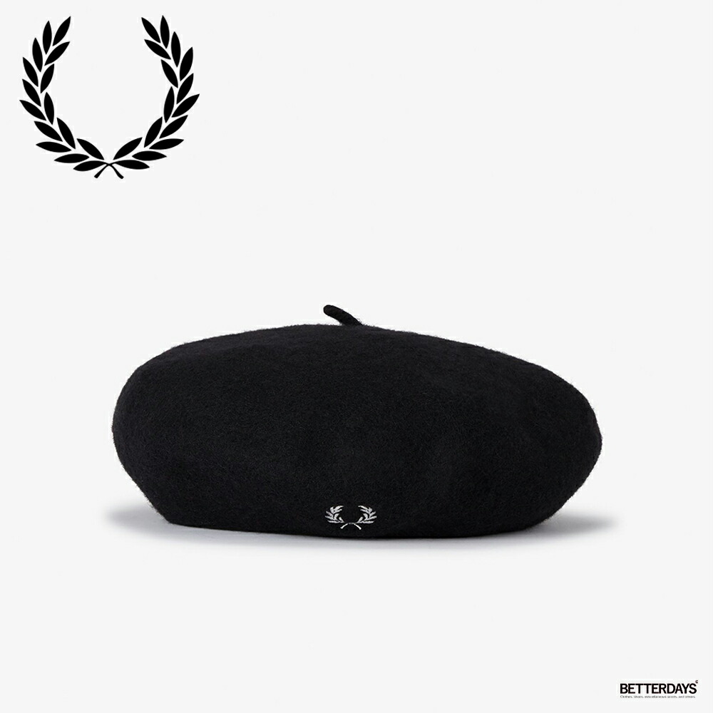 FRED PERRY ベレー帽　ベージュ FRED PERRY フレッドペリーFRED Beret ベレー帽 ロゴ入り 刺繍