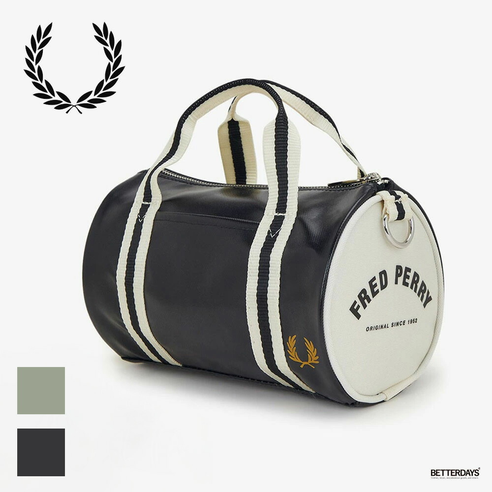 FRED PERRY フレッドペリー ミニボストン ショルダー バッグ ベージュ Classic Mini Barrel Bag／クラシックミニバレルバッグ