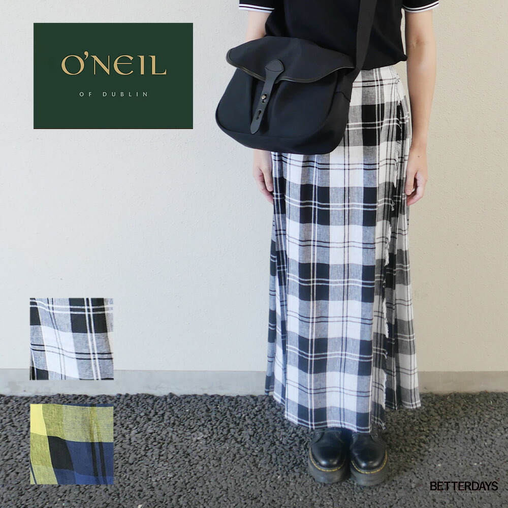 【2400円OFFクーポン配布中4月お買い物マラソン】オニールオブダブリン リネンスカート マキシ丈 Easy Maxi Kilt-Black Thin Belt O’Neil of Dublin【国内正規品】