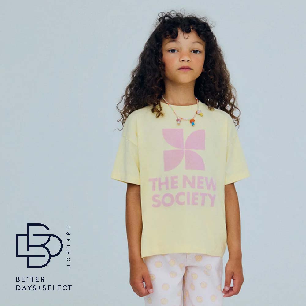 Tシャツ ベビー キッズ ザニューソサイエティ 半袖 TNS Logo T-Shirt Soft Lemon【国内正規品】 The New Society