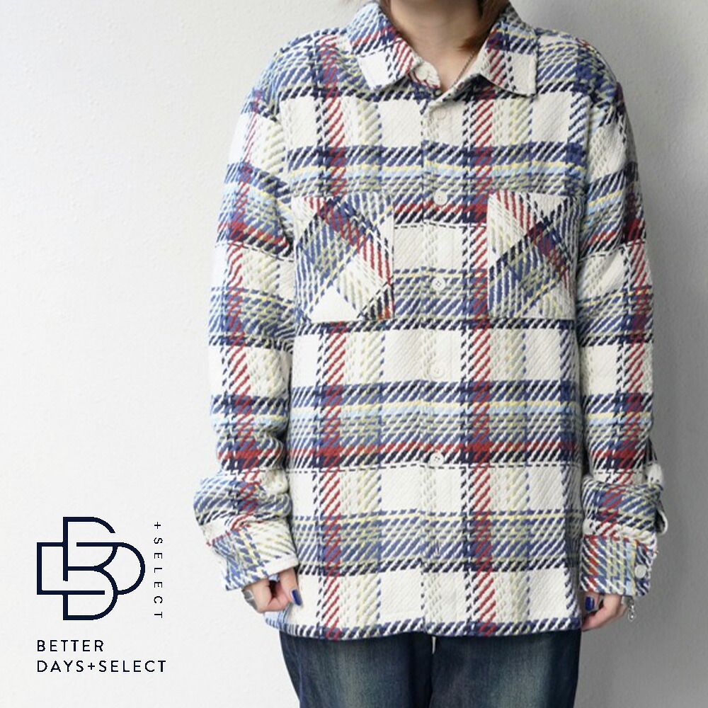 オーバーシャツ チェックシャツ メンズ ユニセックス ワックスロンドン wax london Whiting Ecru And Multicolour Jazz Weave Overshirt 【国内正規品】