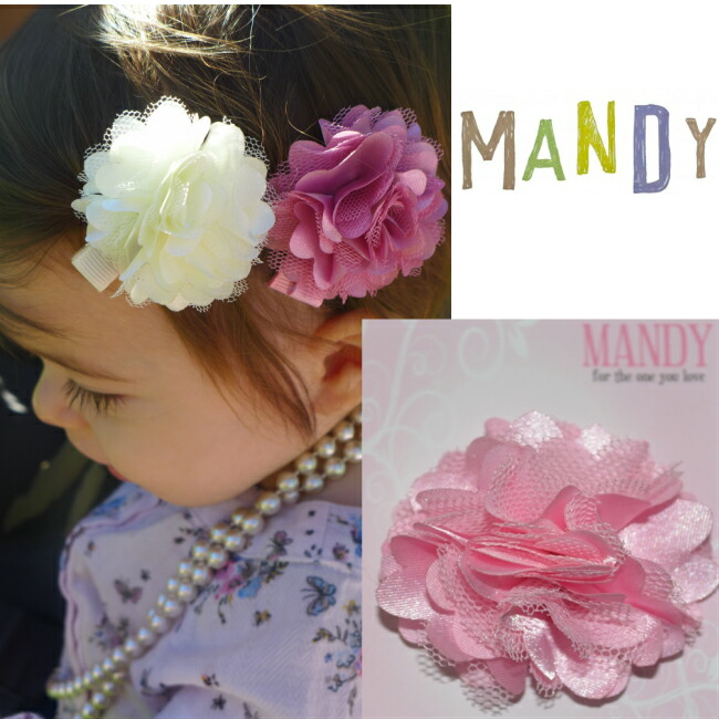 マンディ　ノンスリップ　クリップフラワー　赤ちゃん　◆　入園　お花　オーガンジー　MANDY　子供　発表会　POMPOMs　ギフト　結婚式　かわいい　髪留め　七五三　ベビー　ヘアアクセサリ　人気　クリップ　1個　卒園　女の子　女　ヘアアクセ　キッズ　滑り止め　フラワー　フォーマル　ピンク　子供服