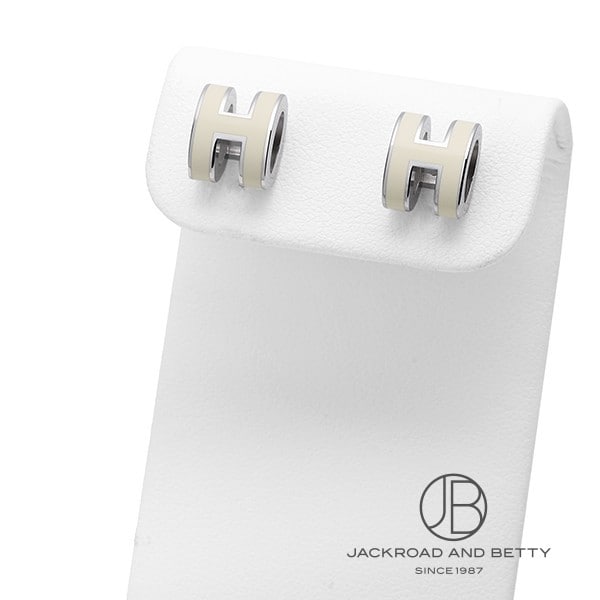 エルメス HERMES ポップH ミニ ピアス ブラン ホワイト 白 H608002FP 49 新品 ジュエリー ブランドジュエリー