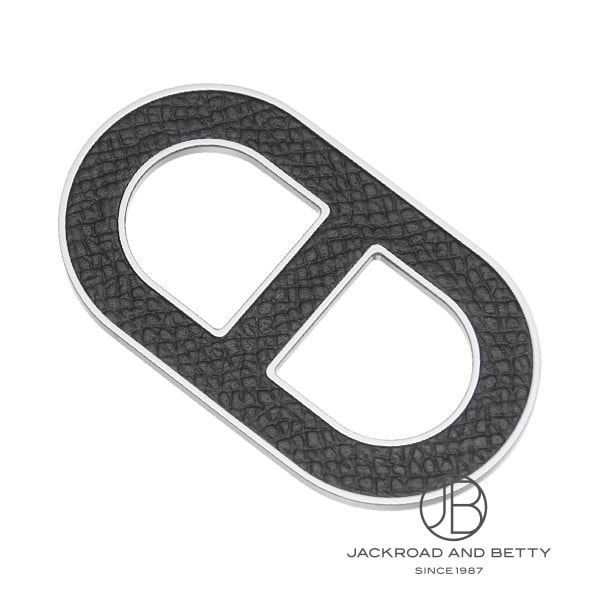 HERMES　シェーヌダンクル　バッジ　ブローチ　ブラック　黒　シルバー　箱付き HERMES シェーヌダンクル バッジ ブローチ ブラック 黒 シルバー 箱付き