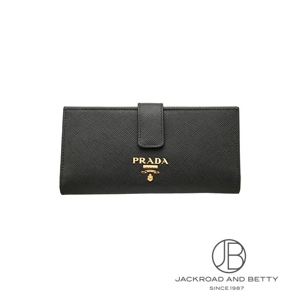 美品✨PRADA プラダ　サフィアーノ　三角ロゴ　ラウンドジップ　ブラック 人気✨プラダ 二つ折り財布 ラウンドファスナー 三角ロゴ