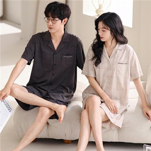 ペア パジャマ 半袖 夏 男女2着 セット メンズ ルームウェア パジャマ 前開き 春夏 レディース 綿 ペアパジャマ ギフト おしゃれ カップル ペア 結婚祝い プレゼント スウェット 上下セット 部屋着 パジャマ カップル お揃い プレゼント ペアルック カジュアル シンプル