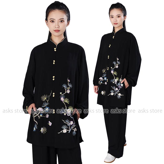 太極拳お召しもの 太極拳 服 レディース メンズ 男女兼用 カンフーウェア 監督服 上下2点セットアップ 花柄 縫い 成年者 長袖 並み並み丈プルオーバー 長ズボン 雅びやか 武術引きくらべる着 春 夏 カンフー 服 表演服 読み合わせる着 武術 朝練 演武用 拳法 監督服 倶楽部服 ゆったり アウトドア XS-3XL