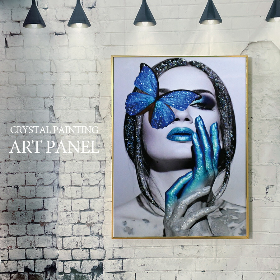 楽天市場 ポイントアップ9月4日から アートパネル モダン おしゃれ モノクロ 玄関 モノトーン 60 80 水晶絵 人物 女性 壁掛けパネル 絵 アート かっこいい 人物画 フレーム付き Bevadi