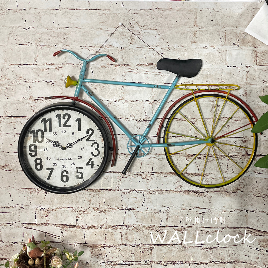 時計 壁掛け時計 自転車 シンプル おしゃれ かわいい レトロ アナログ カラフル モダン 大型 アイアン 見やすい インテリア雑貨 贈り物 プレゼント Fmcholollan Org Mx