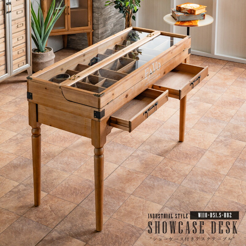 楽天市場】ガラステーブル カントリーディスプレイテーブル 天然木