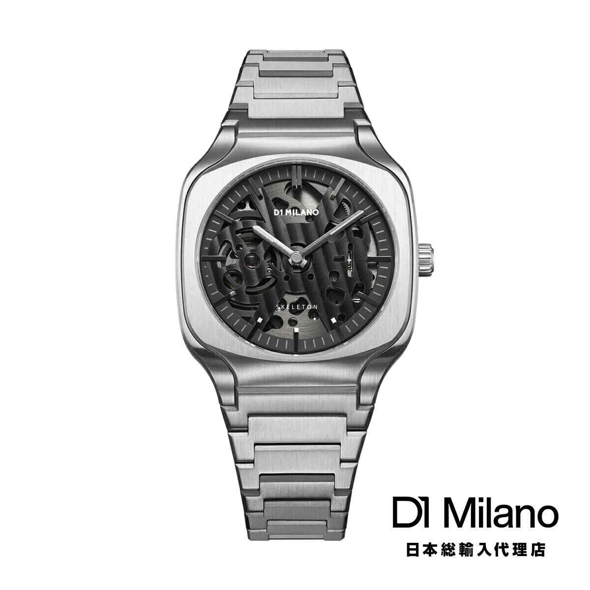 【ポイント5倍！マラソン限定】ディーワンミラノ スクエア スケルトン - グレーデプス D1 MILANO 自動巻き オートマチック 高級腕時計 メンズ腕時計 ファッション腕時計 防水 サファイアガラス メタル ステンレス ストラップ
