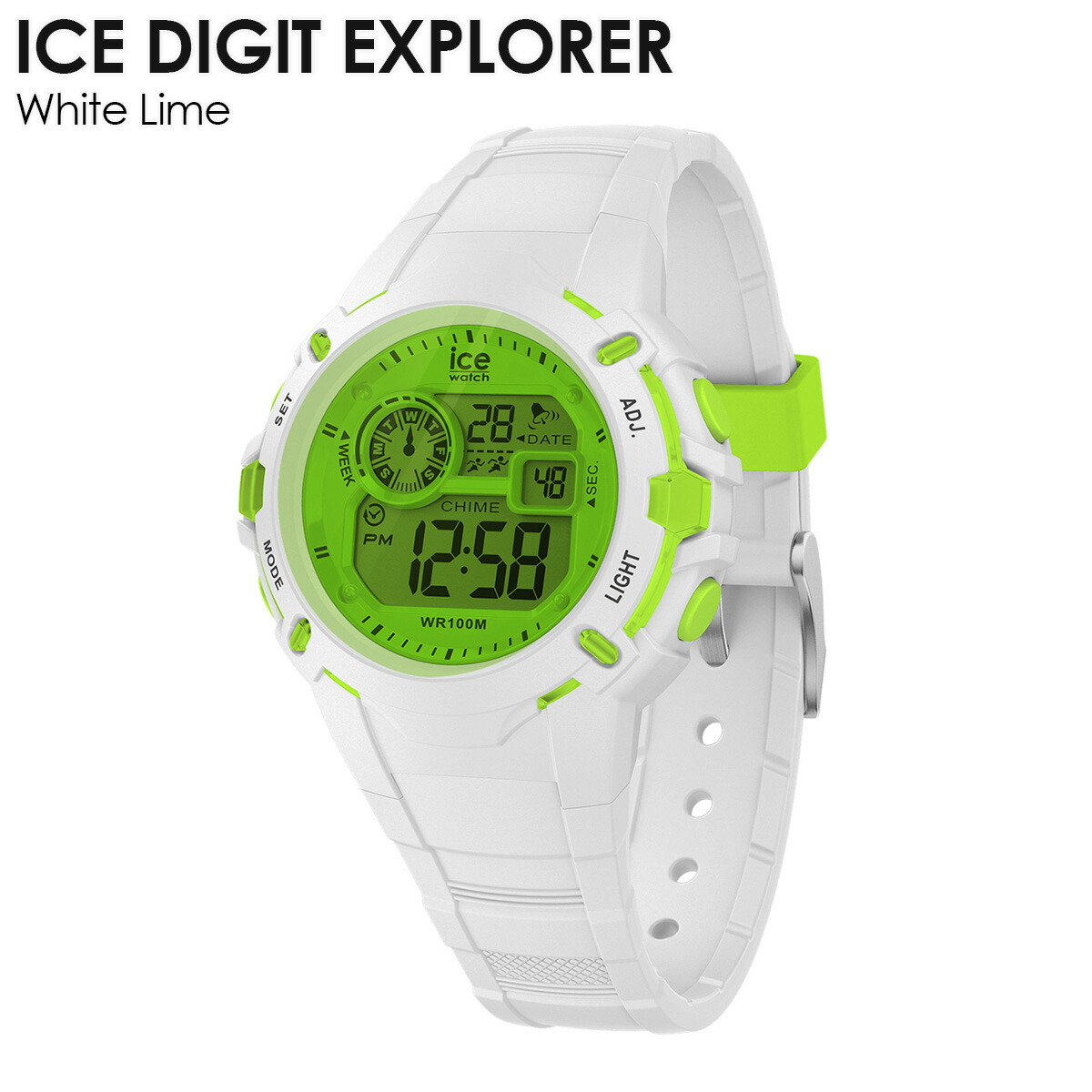 アイスウォッチ ICE digit explorer - ホワイトライム - Small レディース メンズ ウォッチ ICE-WATCH