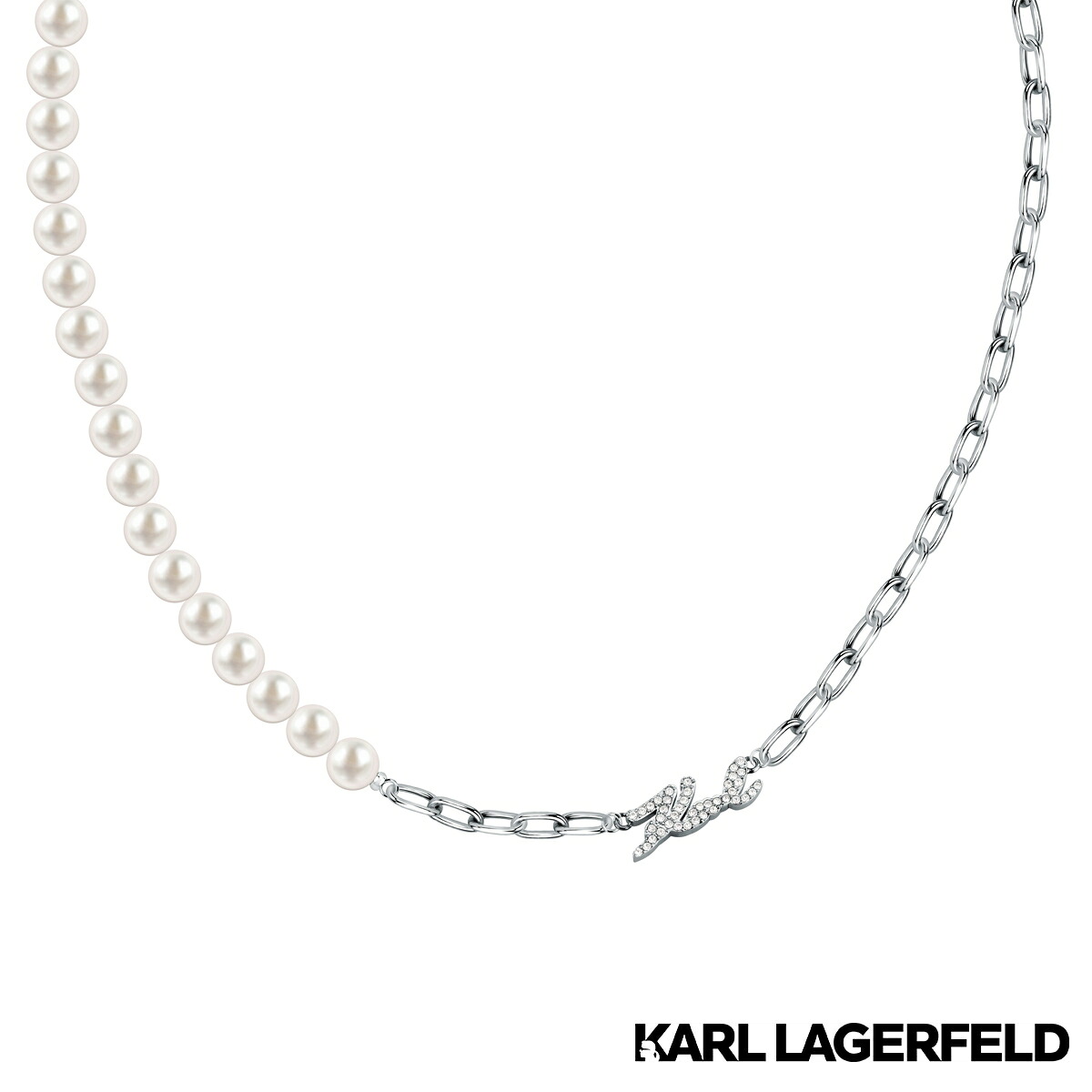 カールラガーフェルド パール ネックレス シルバー シェル パール ホワイト クリスタル メンズ レディース アクセサリー ジュエリー KARL LAGERFELD|BeyondCool~ビヨンクール