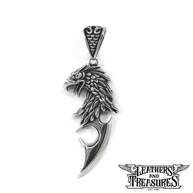 [公式] Leathers and Treasures ブランド ネックレス メンズ アクセサリー レザトレ シルバー925 - イーグルブレイド ペンダント w/ダイヤモンド（両目） レザーズアンドトレジャーズ
