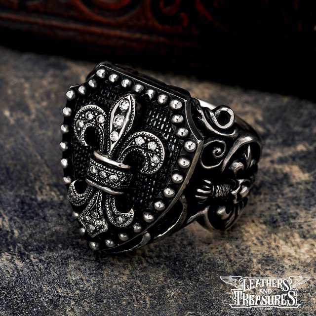 [公式] Leathers and Treasures レザーズアンドトレジャーズ クレストリング 2nd w/ポリチーノクロス /テクスチャークレスト メンズ レディース アクセサリー ジュエリー レザトレ