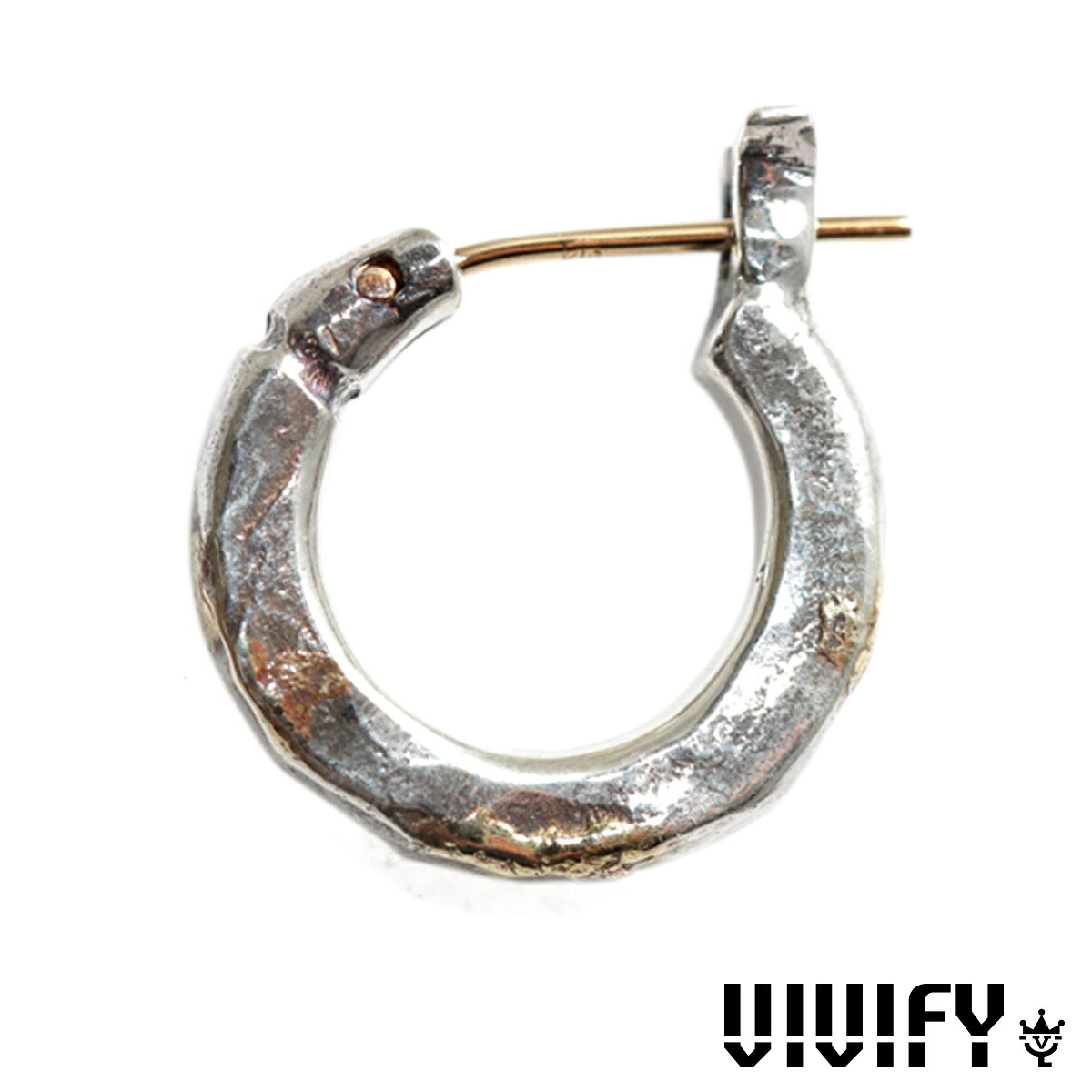 ビビファイ【VIVIFY】スリーサイズ ハンマード フープ ピアス(S) K18goldpost/3mm body w/gold｜BeyondCool～ビヨンクール