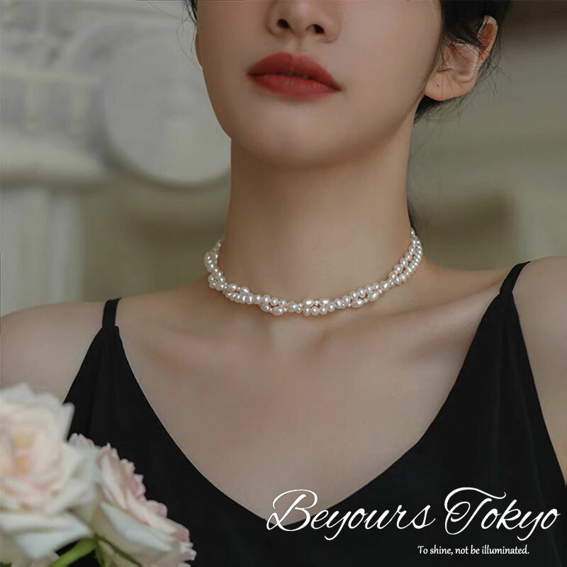 ネックレス パール 2連 チョーカー レディース 結婚式 パーティー フォーマル アクセサリー パールネックレス 入学式 入園式 卒業式 卒園式 ママ 母 二次会 お呼ばれ 発表会 セレモニー ドレス シンプル エレガント 女性 上品 大人 母の日 誕生日 ギフト｜BeyoursTokyo