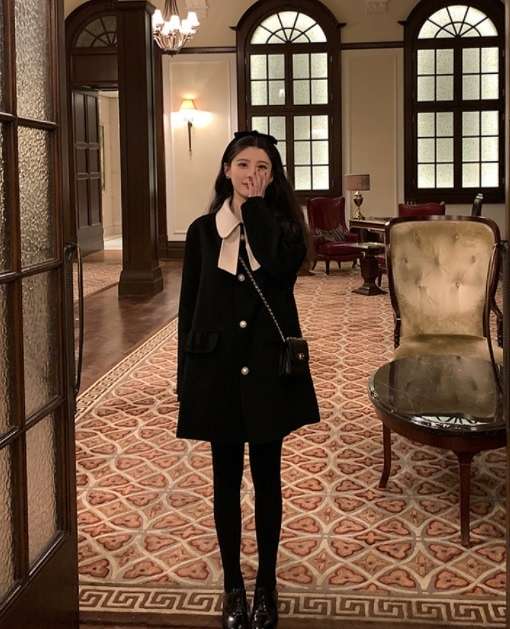 楽天市場 レディース 韓国ファッション 秋冬 コート リボン ハーフコート シンプル ブラック 韓国スタイル アウター パールボタン キュート 大人っぽい ヘップバーンスタイル ウール ブラック ウールコート Bf Select