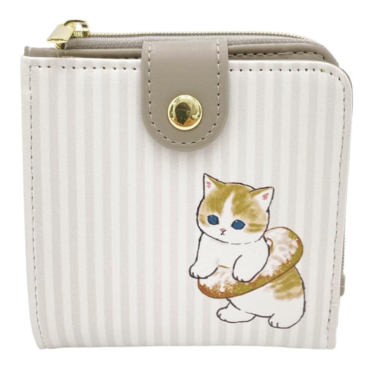 カミオジャパン mofusand ミニ財布 ストライプ Chou Chou Poche 097209 モフサンド ドーナツにゃん グレー