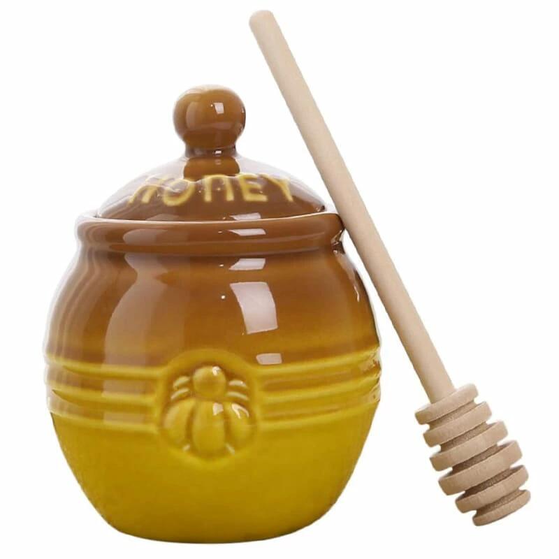 はちみつ ハニー瓶 容器 陶器 蓋付き はちみつ 家庭用 はちみつ 容器 お茶 キャディ ミニ 木 はちみつ 瓶 木製 はちみつ ひしゃく