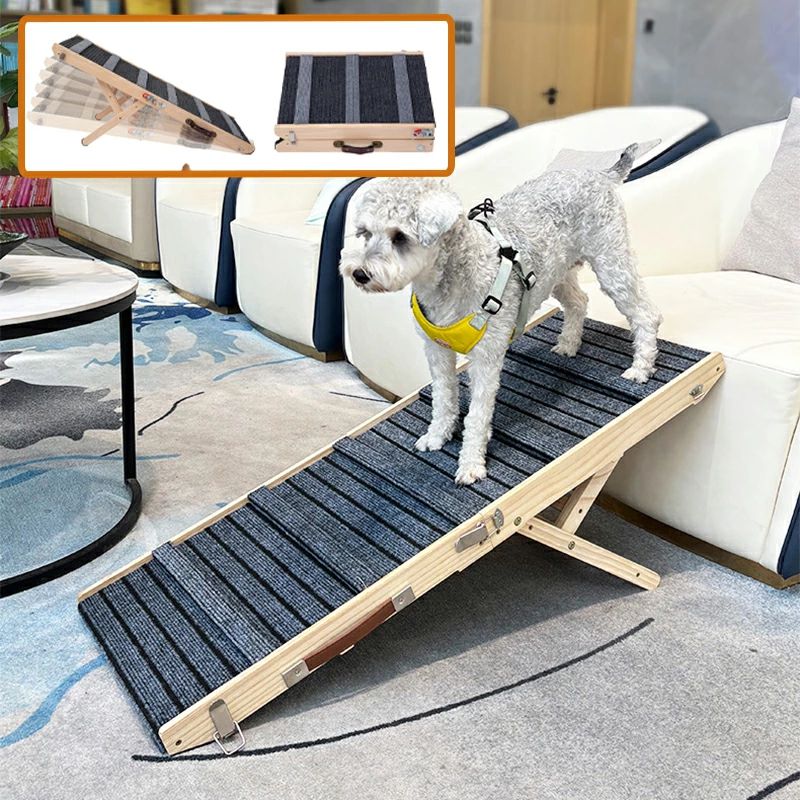ペットスロープ ドッグスロープ 犬スロープ ドッグステップ スロープ 介護用 シニア犬 折りたたみ 木製 天然木 高さ調節 角度調節 持ち運び 滑り止め付 ベッド ヘルニア予防 介護 階段 玄関 車 屋外