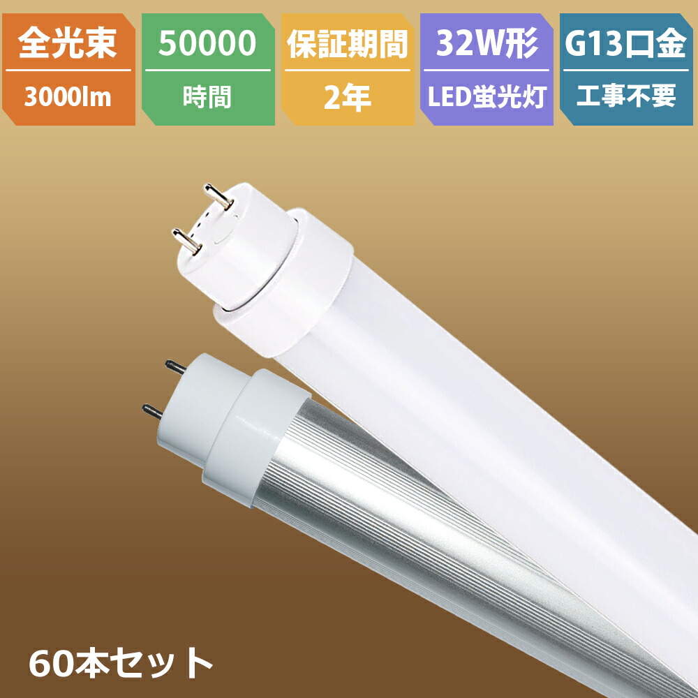 60本 二年引きうける 全工事不必要 直管LED照明ランプ 32形 直管83珊  LED 螢光灯 32W 両側給電 口金G13 高明快さ 3000ルーメン 使い果たすワット数15W 高温発光式 はたご屋取り替えっこ式 ラピッド式 FL32N FLR32 直管LED照明ランプ 32形 直管螢光灯 光角度180度 高明快さ 年長命 白熱電球色 白いこと 昼白いこと 昼光色 今めかしい螢光灯