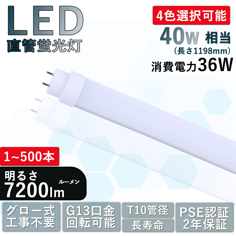【即納・特価】1本～500本可 高温発光式工事不必要 LED螢光灯 40W形 直管 120糎 T10管径 使い果たすワット数36W 高明快さ7200ルーメン G13口金 回転させる式 180°広角発しる FL40 FL40S FL40SS  LED軍事基地点火装置 室内点火装置 執務室 身寄り 授業時間 執務室 御厨子所 車寄せ点火装置 臥し所 バス発着場 ホスピタル 待ち合い所  2年引き受ける