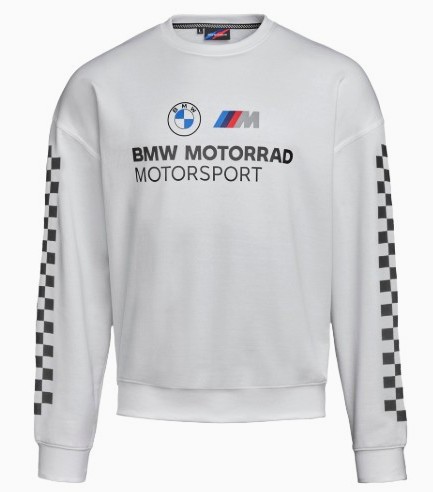 ★NEW  青写真★【BMW Motorrad】《 M Motorsport  トレーナー (男女兼用):76615B6767》ビーエムダブリュー お召しもの プルオーバー 心地よい  自動二輪車 長袖 男女兼用 差し上げ物  白いこと Mモーターシポーツ