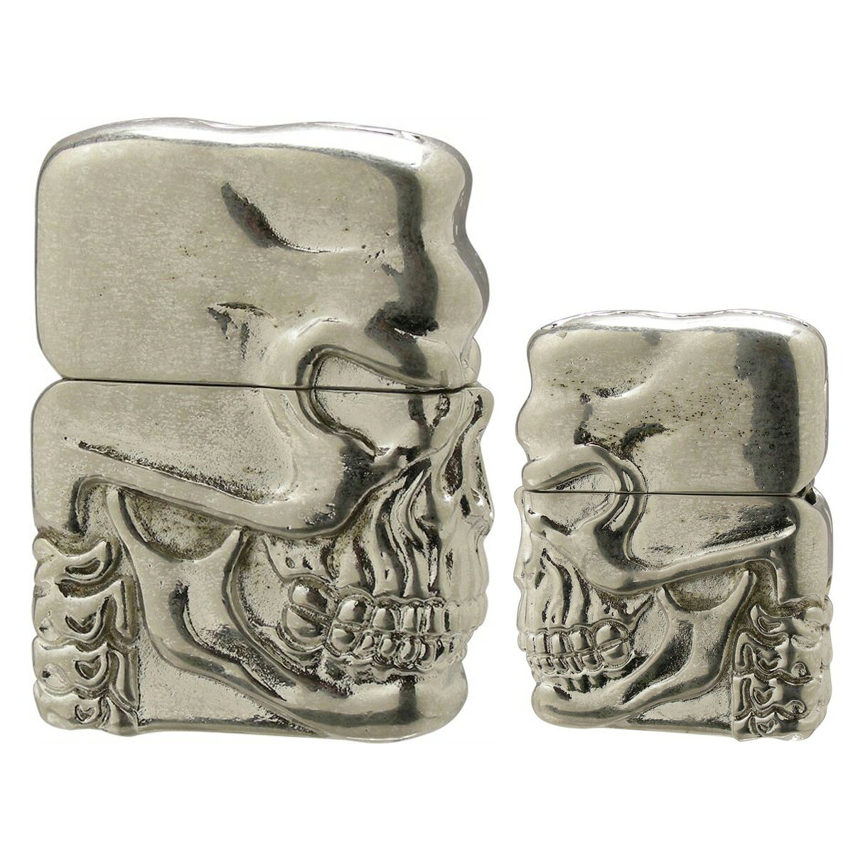 zippo ジッポ ジッポー SPECIAL SKULL WNB スペシャル スカル ホワイトニッケル フラットボトム ドクロ 骸骨 【名入れ不可商品】【RCP】｜ビーハート店