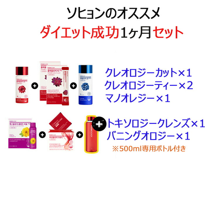 ソヒョンのオススメの寝ながら食事制限☆お得な1ヶ月書き割り！！コレオロジーカット、コレオロジーティー、マンオロジーカット、バーニングオロジーD-day、トックスクレンズ