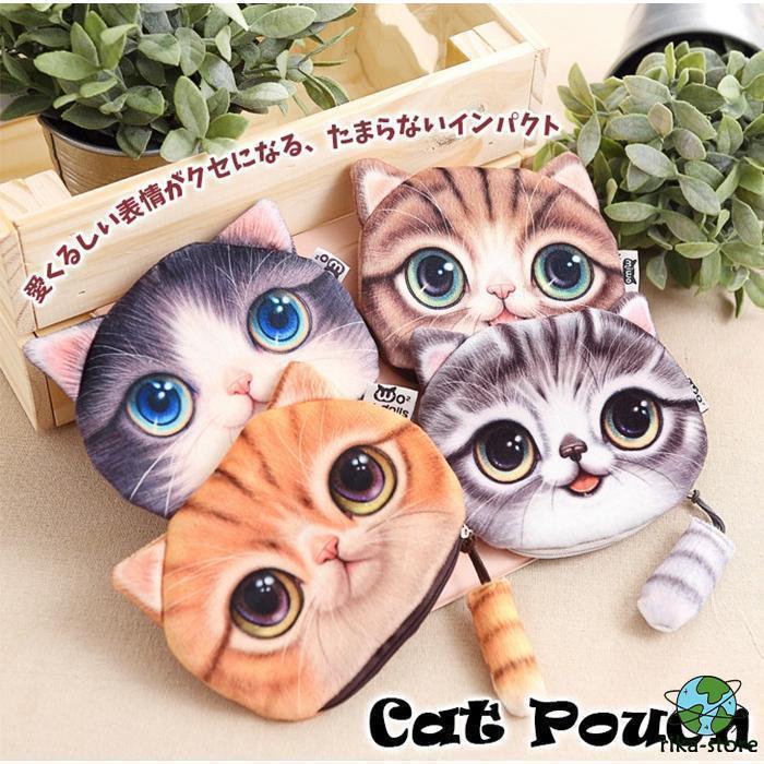 ギン猫　ポーチ 猫 ネコ ねこ 巾着 きんちゃく ポーチ REAL CAT RN-KI