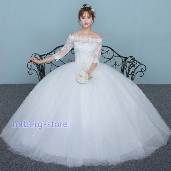 ウエディングドレス ウェディングドレス 安い 秋冬 プリンセス 二次会 エンパイア 結婚式 長袖 花嫁 ドレス 披露宴 ロングドレス ブライダル 白 大きいサイズ|ビジュー