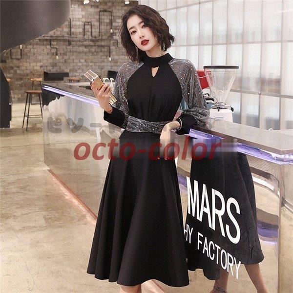 ウエディング パーティードレス ミモレ丈 結婚式 ワンピース 服装 大きいサイズ 大人 上品 女性 30代40代フォーマル 成人式 食事会 二次会 披露宴 卒業式 上品｜ビジュー